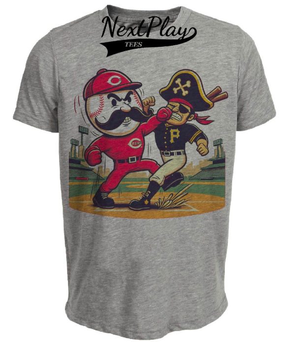 Cincinnati Reds vs. Pittsburgh Pirates Retro Rivalry Baseball 1984 Artwork Heather Gray Sublimated T-Shirt