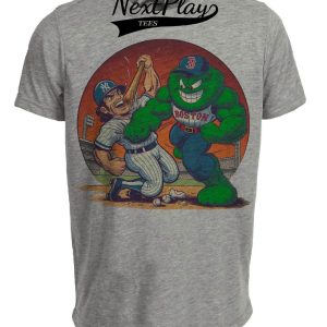Boston Red Sox vs. New York Yankees Retro Rivalry Baseball 1993 Artwork Heather Gray Sublimated T-Shirt