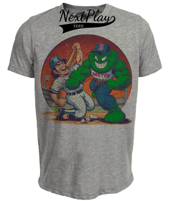 Boston Red Sox vs. New York Yankees Retro Rivalry Baseball 1993 Artwork Heather Gray Sublimated T-Shirt
