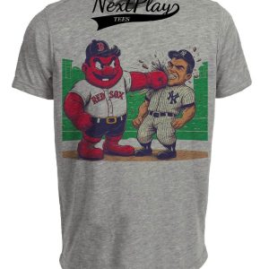 Boston Red Sox vs. New York Yankees Retro Rivalry Baseball 1985 Artwork Heather Gray Sublimated T-Shirt