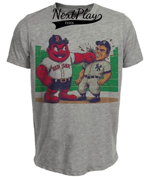 Boston Red Sox vs. New York Yankees Retro Rivalry Baseball 1985 Artwork Heather Gray Sublimated T-Shirt
