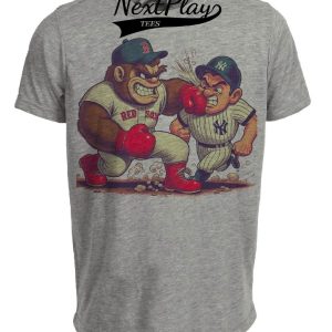 Boston Red Sox vs. New York Yankees Retro Rivalry Baseball 1984 Artwork Heather Gray Sublimated T-Shirt