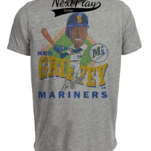 Seattle Mariners Retro Ken Griffey Jr. Baseball 1990 Artwork Heather Gray Sublimated T-Shirt