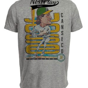 Oakland A’s Retro Jose Canseco Baseball 1990 Artwork Heather Gray Sublimated T-Shirt