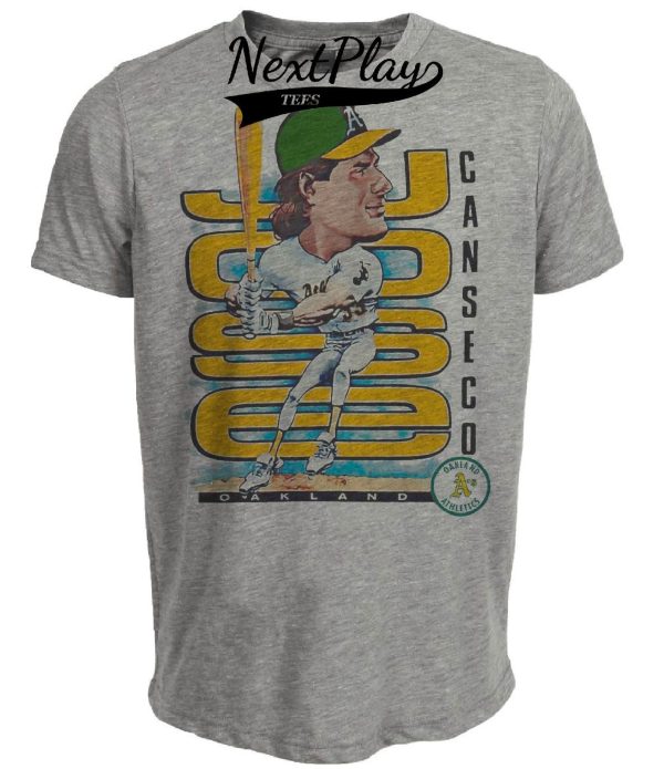 Oakland A’s Retro Jose Canseco Baseball 1990 Artwork Heather Gray Sublimated T-Shirt
