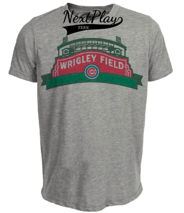 Chicago Cubs Retro Wrigley Field Baseball 1914 Artwork Heather Gray Sublimated T-Shirt