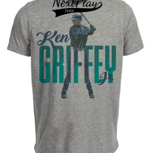 Seattle Mariners Retro Ken Griffey Jr. Baseball 1996 Artwork Heather Gray Sublimated T-Shirt