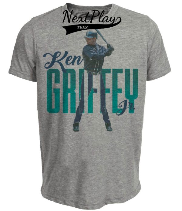 Seattle Mariners Retro Ken Griffey Jr. Baseball 1996 Artwork Heather Gray Sublimated T-Shirt