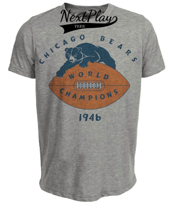 Chicago Bears Retro World Champions Football 1946 Artwork Heather Gray Sublimated T-Shirt