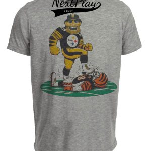 Pittsburgh Steelers vs. Cincinnati Bengals Retro Rivalry Football Mascot 1988 Artwork Heather Gray Sublimated T-Shirt