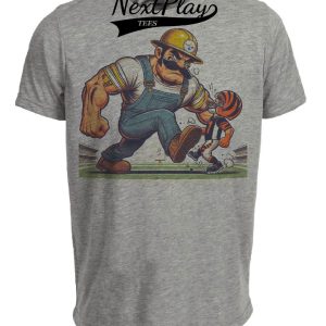 Pittsburgh Steelers vs. Cincinnati Bengals Retro Rivalry Football Mascot 1978 Artwork Heather Gray Sublimated T-Shirt