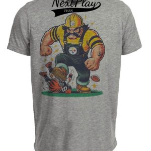 Pittsburgh Steelers vs. Cincinnati Bengals Retro Rivalry Football Mascot 1989 Artwork Heather Gray Sublimated T-Shirt