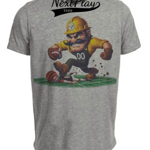 Pittsburgh Steelers vs. Cincinnati Bengals Retro Rivalry Football Mascot 1990 Artwork Heather Gray Sublimated T-Shirt