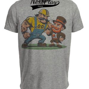 Pittsburgh Steelers vs. Cleveland Browns Retro Rivalry Football Mascot 1989 Artwork Heather Gray Sublimated T-Shirt