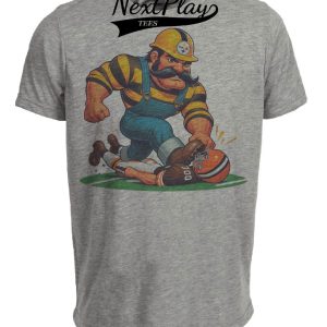Pittsburgh Steelers vs. Cleveland Browns Retro Rivalry Football Mascot 1987 Artwork Heather Gray Sublimated T-Shirt