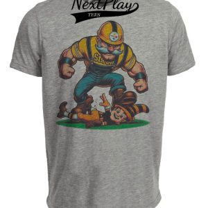 Pittsburgh Steelers vs. Cleveland Browns Retro Rivalry Football Mascot 1984 Artwork Heather Gray Sublimated T-Shirt