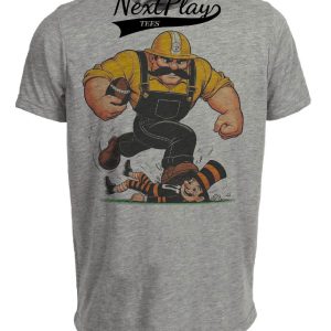 Pittsburgh Steelers vs. Cleveland Browns Retro Rivalry Football Mascot 1990 Artwork Heather Gray Sublimated T-Shirt
