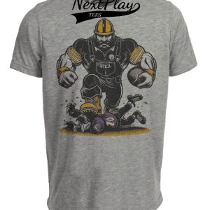 Pittsburgh Steelers vs. Baltimore Ravens Retro Rivalry Football Steely McBeam Mascot Artwork Heather Gray Sublimated T-Shirt