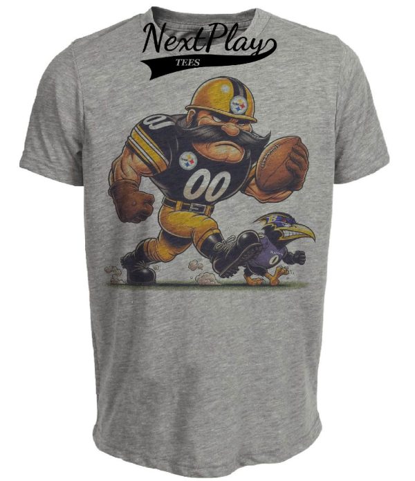 Pittsburgh Steelers vs. Baltimore Ravens Retro Rivalry Football Artwork Heather Gray Sublimated T-Shirt