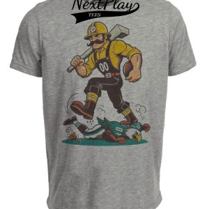 Pittsburgh Steelers vs. Philadelphia Eagles Retro Rivalry Steely McBeam Football 1988 Artwork Heather Gray Sublimated T-Shirt