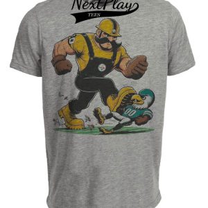 Pittsburgh Steelers vs. Philadelphia Eagles Retro Rivalry Steely McBeam Football 1986 Artwork Heather Gray Sublimated T-Shirt