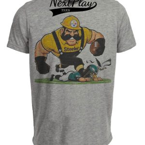 Pittsburgh Steelers vs. Philadelphia Eagles Retro Rivalry Steely McBeam Football 1989 Artwork Heather Gray Sublimated T-Shirt