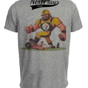 Pittsburgh Steelers vs. Atlanta Falcons Retro Rivalry Football Steely McBeam Mascot 1989 Artwork Heather Gray Sublimated T-Shirt
