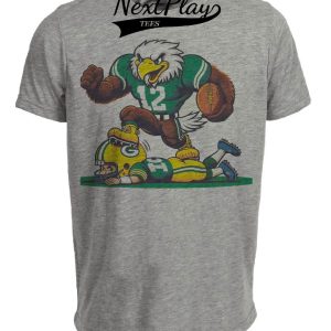 Philadelphia Eagles vs. Green Bay Packers Retro Rivalry Football Mascot 1985 Artwork Heather Gray Sublimated T-Shirt