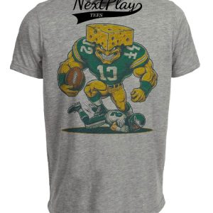 Green Bay Packers vs. Philadelphia Eagles Retro Rivalry Football Mascot 1989 Artwork Heather Gray Sublimated T-Shirt