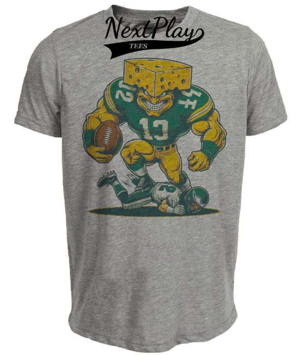 Green Bay Packers vs. Philadelphia Eagles Retro Rivalry Football Mascot 1989 Artwork Heather Gray Sublimated T-Shirt