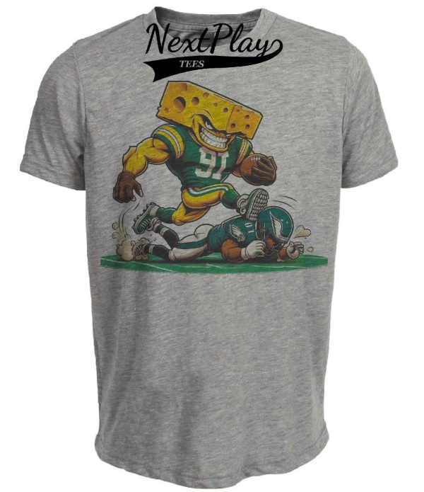Green Bay Packers vs. Philadelphia Eagles Retro Rivalry Football Mascot 1992 Artwork Heather Gray Sublimated T-Shirt