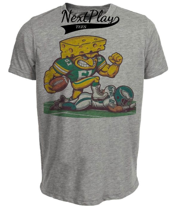 Green Bay Packers vs. Philadelphia Eagles Retro Rivalry Football Mascot 1986 Artwork Heather Gray Sublimated T-Shirt