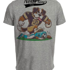 New Orleans Saints vs. Carolina Panthers Retro Rivalry Football Gumbo Mascot Artwork Heather Gray Sublimated T-Shirt