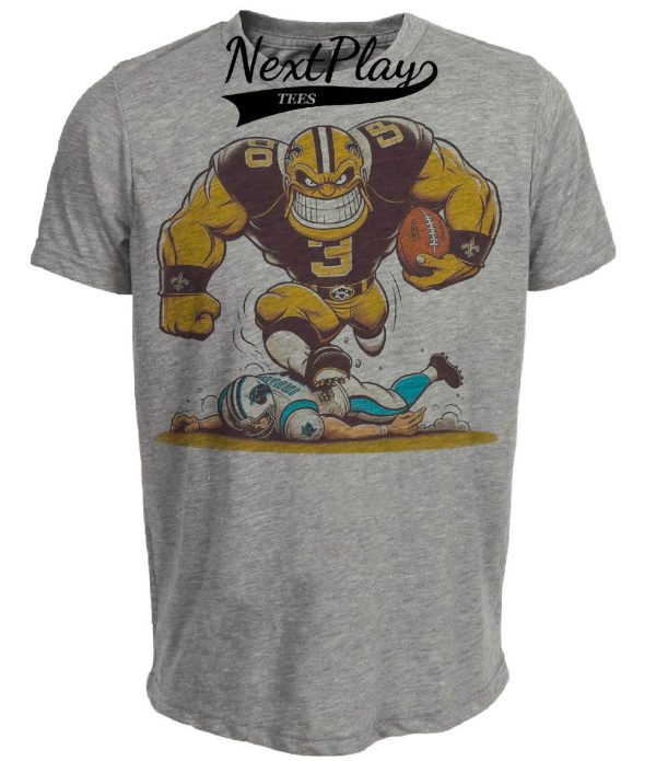 New Orleans Saints vs. Carolina Panthers Retro Rivalry Football Sir Saint Artwork Heather Gray Sublimated T-Shirt