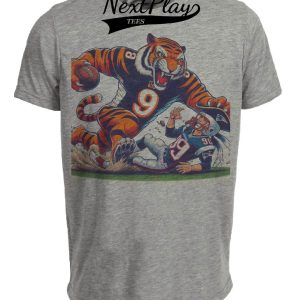 Cincinnati Bengals vs. New England Patriots Retro Rivalry Football 1981 Artwork Heather Gray Sublimated T-Shirt
