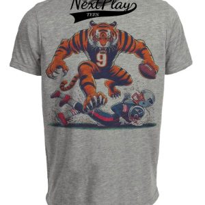 Cincinnati Bengals vs. New England Patriots Retro Rivalry Football 1983 Artwork Heather Gray Sublimated T-Shirt