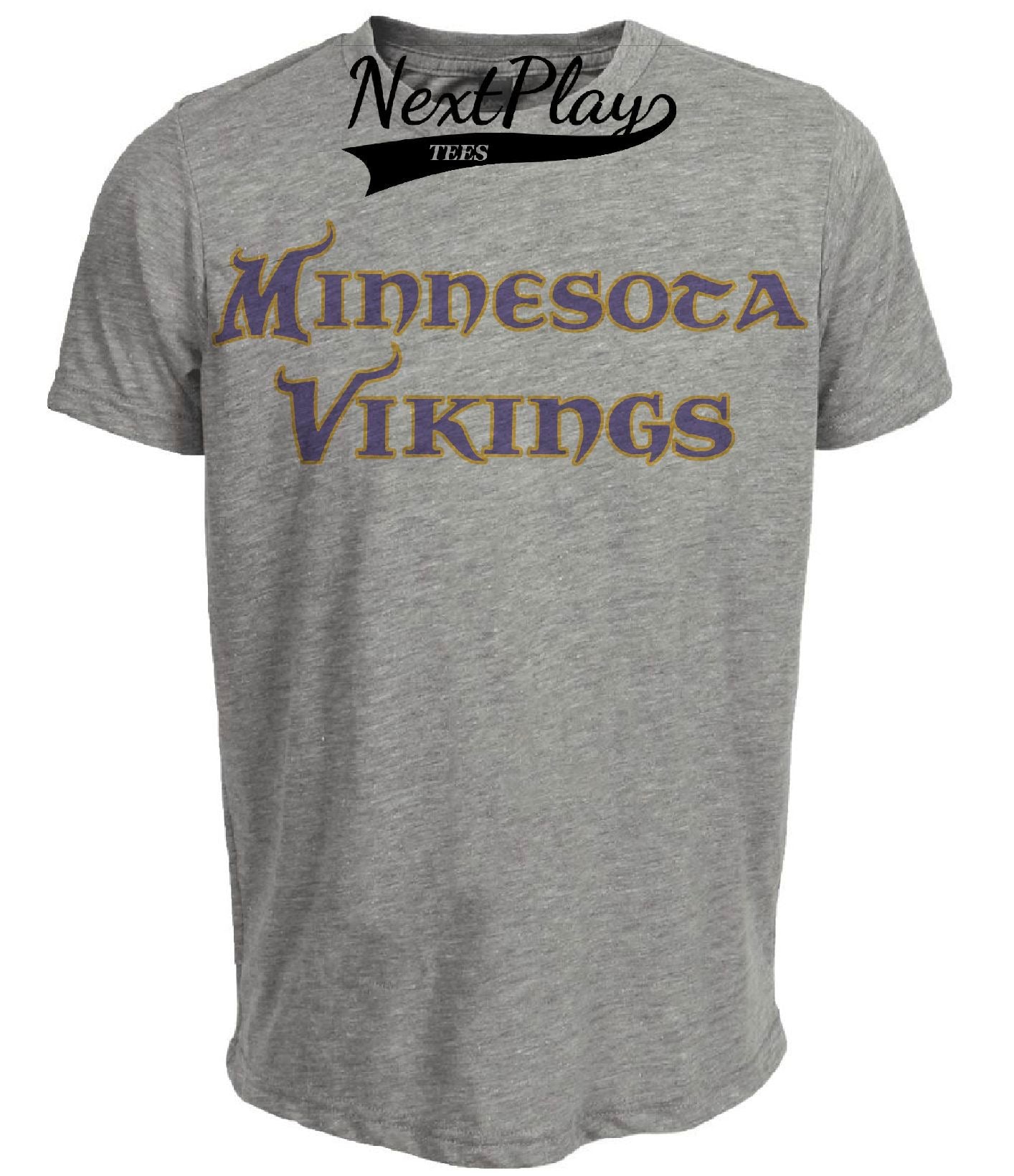Minnesota Vikings Retro Football 1964 Artwork Heather Gray Sublimated T-Shirt