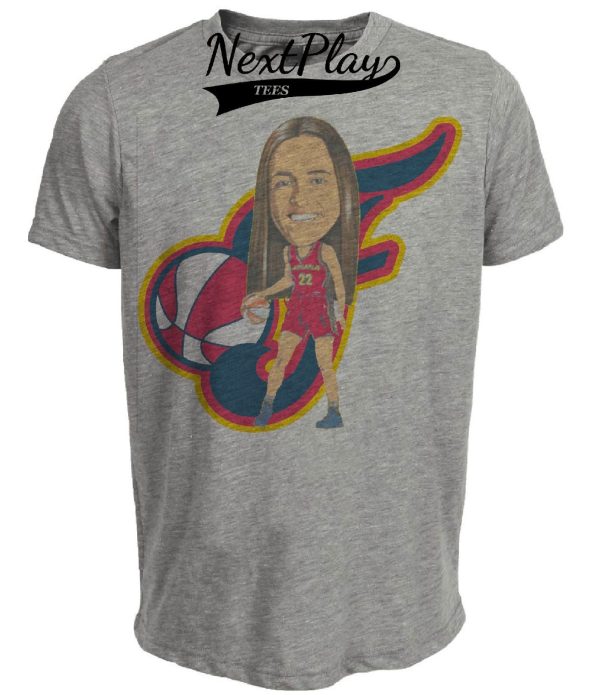 Indiana Fever Retro Caitlin Clark Basketball Artwork Heather Gray Sublimated T-Shirt