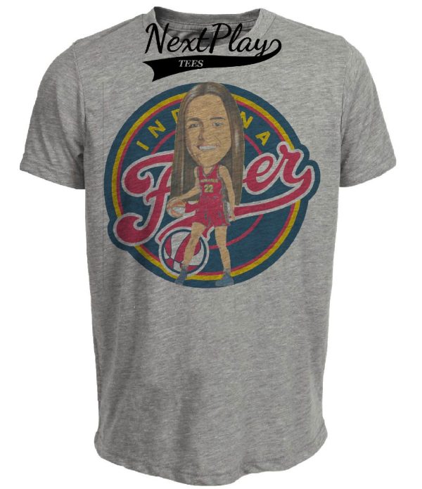 Indiana Fever Retro Caitlin Clark Basketball Artwork Heather Gray Sublimated T-Shirt