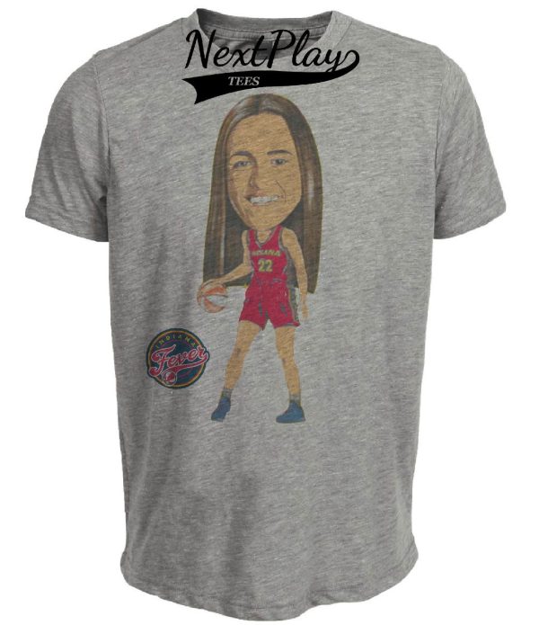 Indiana Fever Retro Caitlin Clark Basketball Artwork Heather Gray Sublimated T-Shirt