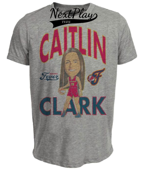 Indiana Fever Retro Caitlin Clark Basketball Artwork Heather Gray Sublimated T-Shirt