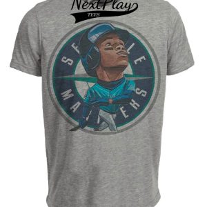 Seattle Mariners Retro Ken Griffey Jr. Baseball 1993 Artwork Heather Gray Sublimated T-Shirt