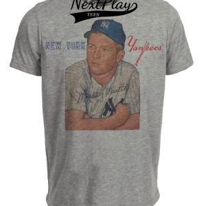 New York Yankees Retro Mickey Mantle Baseball 1954 Artwork Heather Gray Sublimated T-Shirt