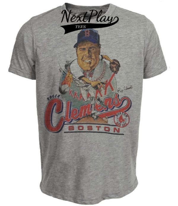 Boston Red Sox Retro Roger Clemens Baseball 1985 Artwork Heather Gray Sublimated T-Shirt