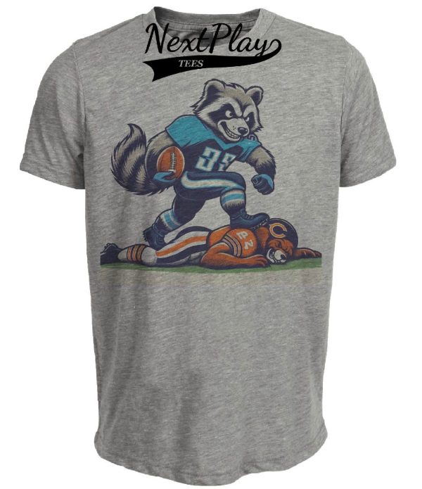 Tennessee Titans vs. Chicago Bears Retro Rivalry Football Mascot T-Rac Artwork Heather Gray Sublimated T-Shirt