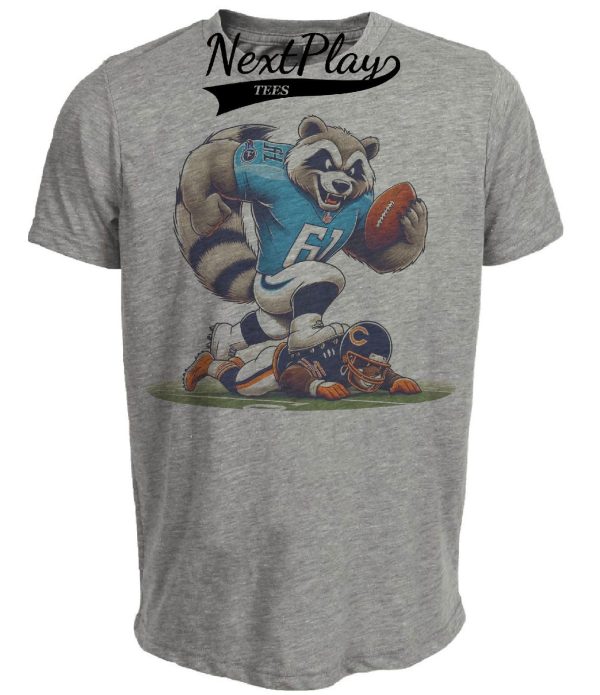 Tennessee Titans vs. Chicago Bears Retro Rivalry Football T-Rac Stomping Artwork Heather Gray Sublimated T-Shirt