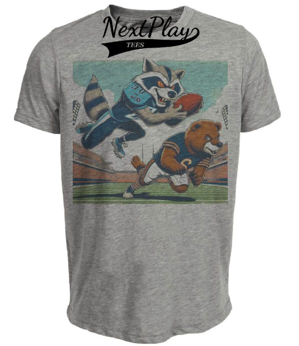 Tennessee Titans vs. Chicago Bears Retro Rivalry Football T-Rac The Catch Artwork Heather Gray Sublimated T-Shirt