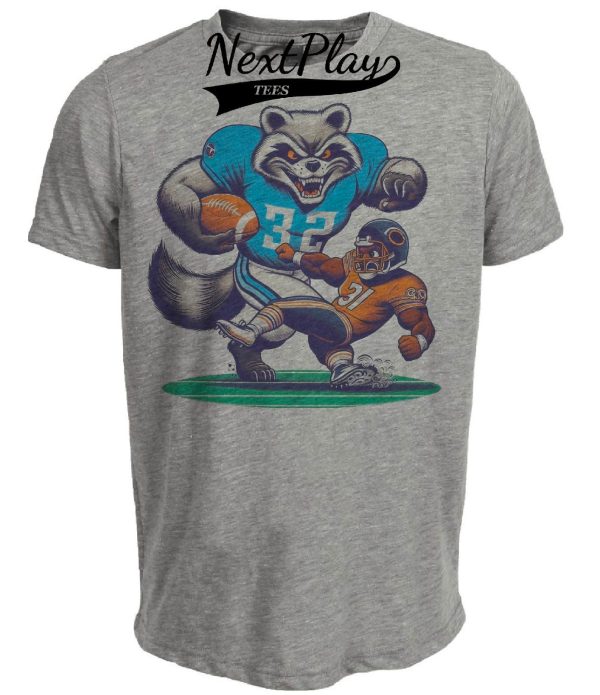 Tennessee Titans vs. Chicago Bears Retro Rivalry Football T-Rac The Bulldozer Artwork Heather Gray Sublimated T-Shirt