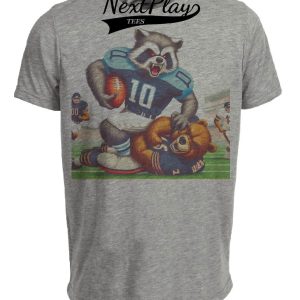 Tennessee Titans vs. Chicago Bears Retro Rivalry Football T-Rac The Stiff Arm Artwork Heather Gray Sublimated T-Shirt