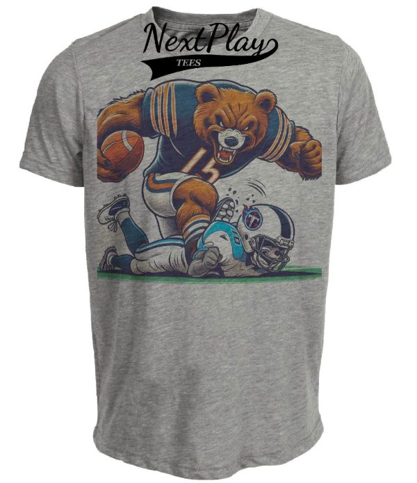 Chicago Bears vs. Tennessee Titans Retro Rivalry Football Staley Da Bear Artwork Heather Gray Sublimated T-Shirt
